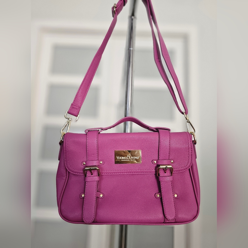 095. Young Living Pink Satchel with Gold Hardware